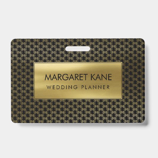 Simple Swirl Pattern Gold op Black Badge (Voorzijde)