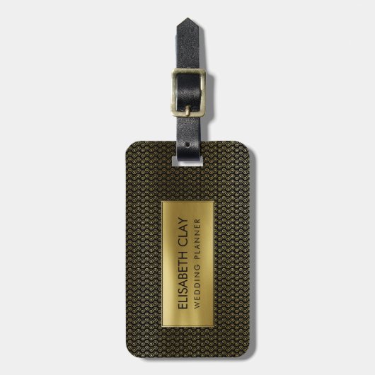 Simple Swirl Pattern Gold op Black Bagagelabel (Voorkant verticaal)