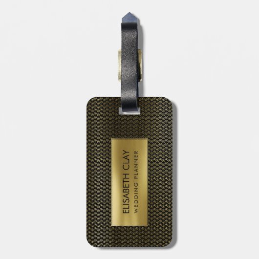 Simple Swirl Pattern Gold op Black Bagagelabel (Achterkant verticaal)