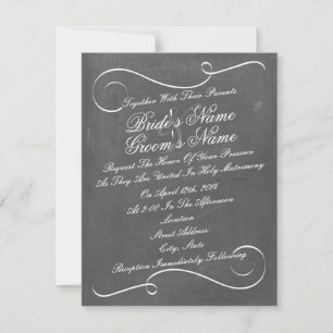 Simple Swirls Chalk Geïnspireerde Wedding Invite Kaart