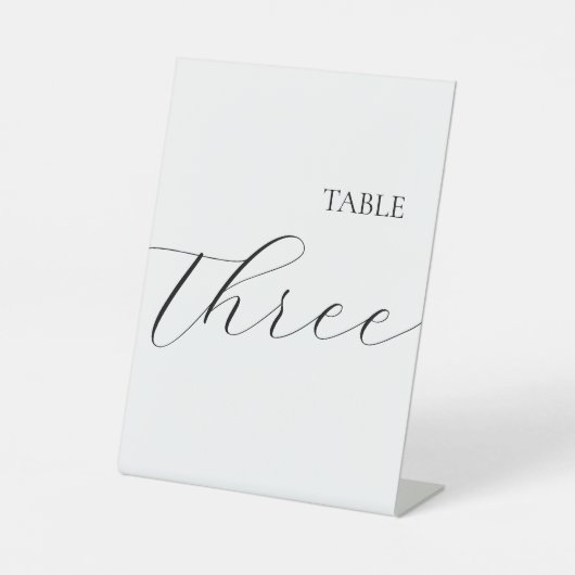 Simple Table Number Three  Reclamebord Met Voetstuk (Voorkant)