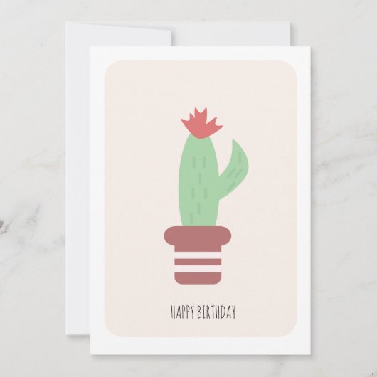 Simple Tall Green Desert Cactus Birthday Card Kaart (Voorkant)