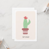 Simple Tall Green Desert Cactus Birthday Card Kaart (Voorkant / Achterkant in situ)