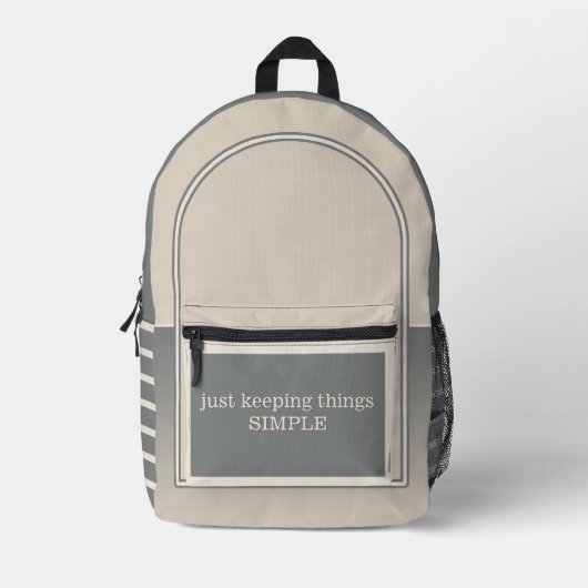 Simple Tan Gray Bedrukte Rugzak (Voorkant)