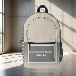 Simple Tan Gray Bedrukte Rugzak