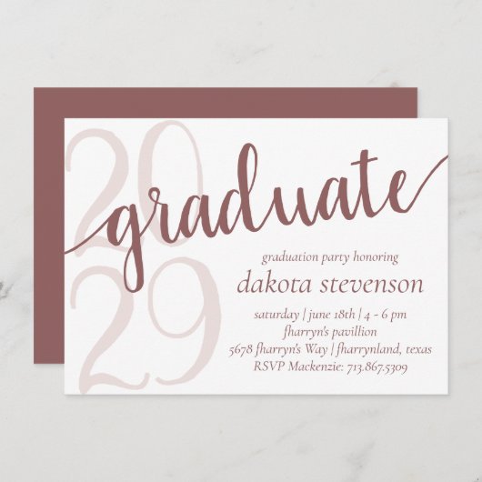 Simple Taupe Afstuderen | Woestijn Roos bloeit Kaart (Voorkant / Achterkant)