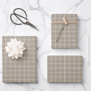 Simple Taupe Brown Grid Lines Graph Patroon  Inpakpapier Vel