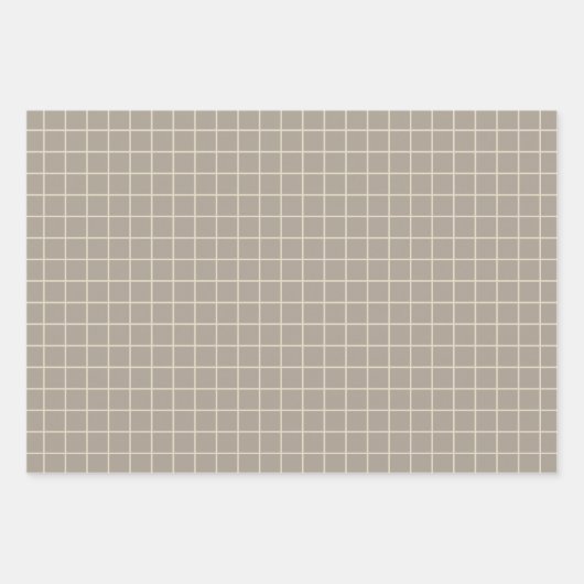 Simple Taupe Brown Grid Lines Graph Pattern Inpakpapier Vel (Voorkant 3)