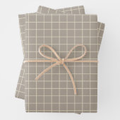 Simple Taupe Brown Grid Lines Graph Pattern Inpakpapier Vel (In situ)
