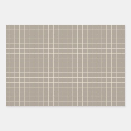 Simple Taupe Brown Grid Lines Graph Pattern Inpakpapier Vel (Voorkant)