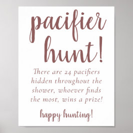 Simple Taupe Pacifier Hunt | Desert Roos Shower Poster