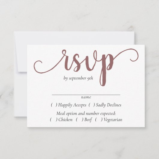 Simple Taupe Script | Desert Roos Event Entree RSVP Kaartje (Voorkant)