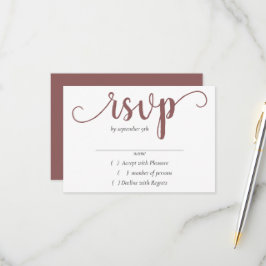 Simple Taupe Script | Desert Roos Flourish Event RSVP Kaartje