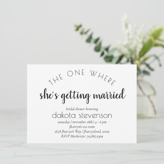 Simple Taupe Script | Een waar ze gaat trouwen Aankondiging (Staand voorkant)