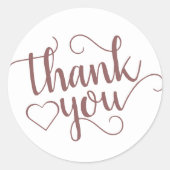 Simple Taupe Script | Woestijn Roos Dank u Ronde Sticker (Voorkant)