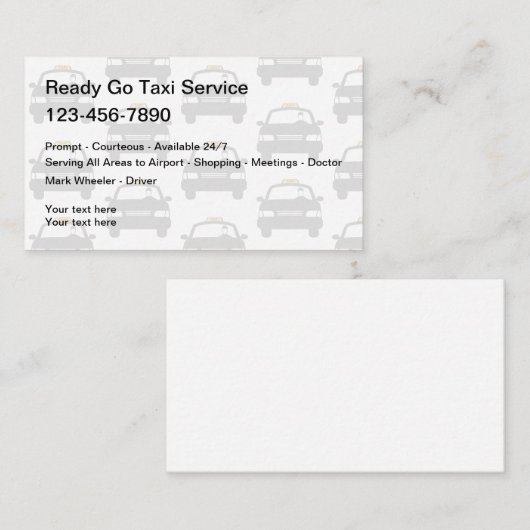 Simple Taxi Service Business Card-sjabloon Visitekaartje (Voorkant / Achterkant)