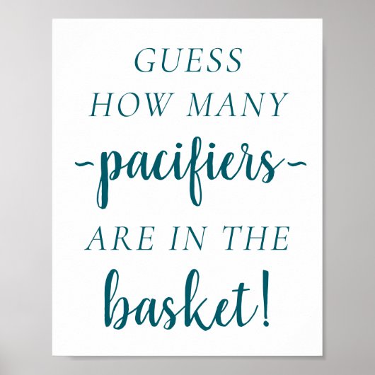 Simple Teal How Many | Dark Green Guessing Game Poster (Voorkant)