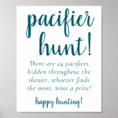 Simple Teal Pacifier Hunt | Midnight Green Game Poster (Voorkant)