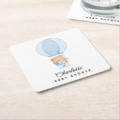 Simple Teddy Bear Blue Balloon Kartonnen Onderzetters (Schuin)