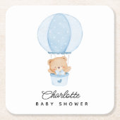 Simple Teddy Bear Blue Balloon Kartonnen Onderzetters (Voorkant)