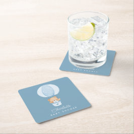 Simple Teddy Bear Blue Balloon Kartonnen Onderzetters