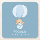 Simple Teddy Bear Blue Balloon Kartonnen Onderzetters (Voorkant)
