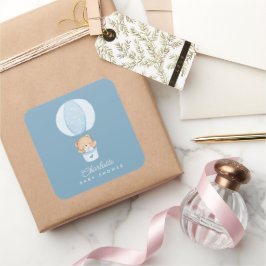 Simple Teddy Bear Blue Balloon Vierkante Sticker