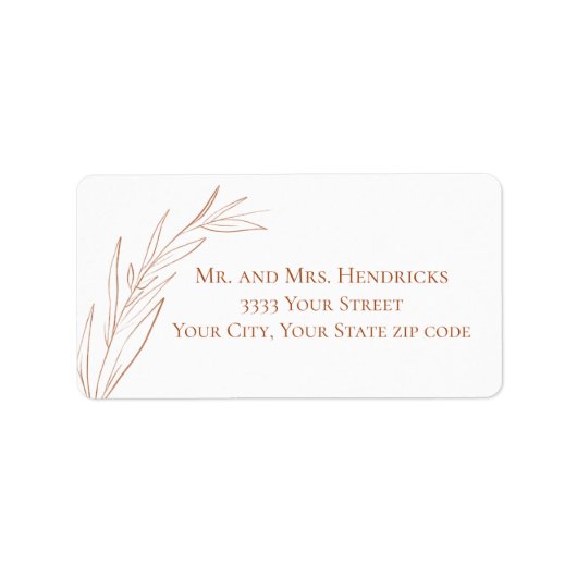 Simple Terra Cotta Weduwingadres Etiket (Voorkant)