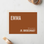 Simple Terracotta Junior Bridesmaid proposal Kaart Notitiekaartje (Voorkant / Achterkant in situ)