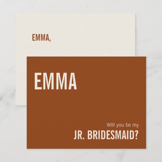 Simple Terracotta Junior Bridesmaid proposal Kaart Notitiekaartje (Voorkant / Achterkant)
