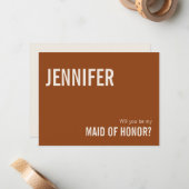 Simple Terracotta Maid of Honor proposal Kaart Notitiekaartje (Voorkant / Achterkant in situ)