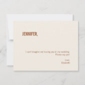 Simple Terracotta Maid of Honor proposal Kaart Notitiekaartje (Achterkant)