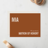 Simple Terracotta Matron of Honor proposal Kaart Notitiekaartje (Voorkant / Achterkant in situ)