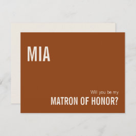 Simple Terracotta Matron of Honor proposal Kaart Notitiekaartje