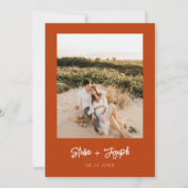 Simple Terracotta Modern Boho Chic Photo Wedding Save The Date (Achterkant)