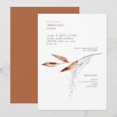 Simple Terracotta Modern Foliage Vrijgezellenfeest Kaart (Voorkant / Achterkant)