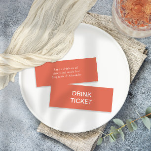 Simple Terracotta Pas getrouwd Wedding Drink Ticke Mini Visitekaartje