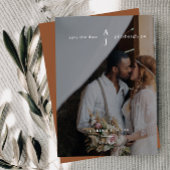 Simple Terracotta Photo Monogram Weddenschap Save The Date