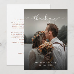 Simple Terracotta Script Overlay Weddenfoto Bedankkaart