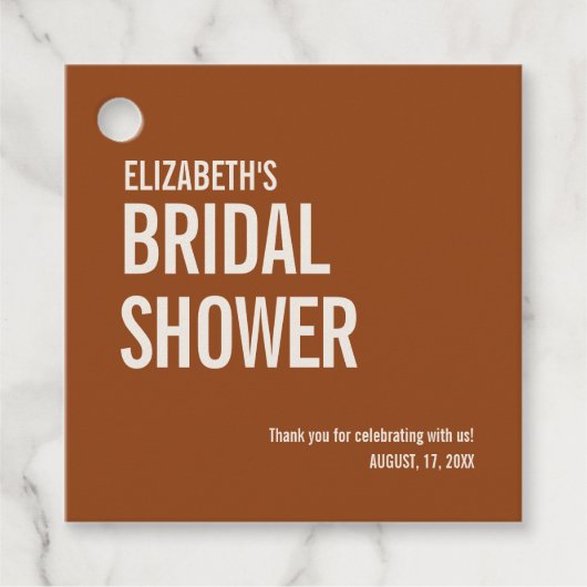 Simple Terracotta Typography Bridal Dank je Bedankjes Labels (Voorkant)