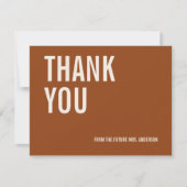 Simple Terracotta Typography Bridal Hartelijk dank Bedankkaart (Voorkant)