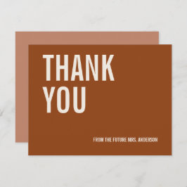 Simple Terracotta Typography Bridal Hartelijk dank Bedankkaart