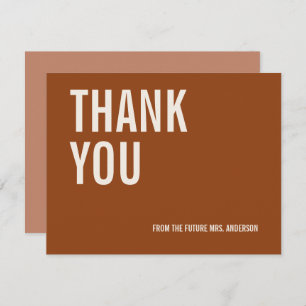 Simple Terracotta Typography Bridal Hartelijk dank Bedankkaart