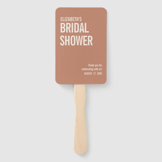 Simple Terracotta Typography Vrijgezellenfeest Handwaaier (Achterkant)