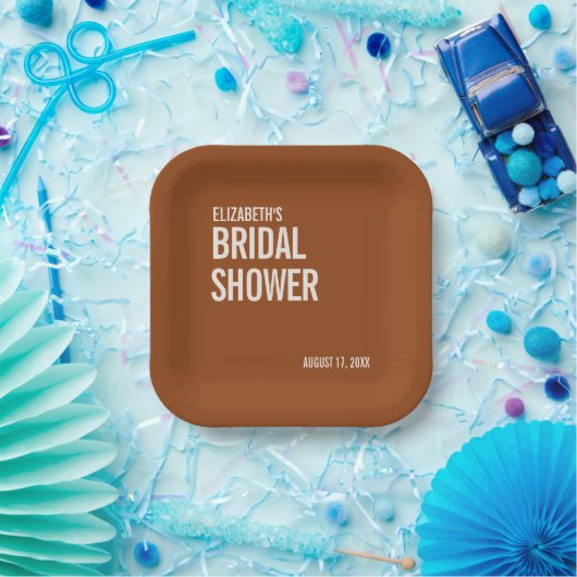 Simple Terracotta Typography Vrijgezellenfeest Papieren Bordje (Feest)