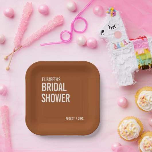 Simple Terracotta Typography Vrijgezellenfeest Papieren Bordje (Feest)