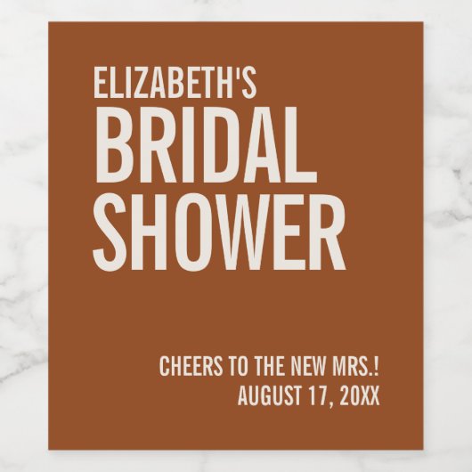 Simple Terracotta Typography Vrijgezellenfeest Wijn Etiket (Enkel label)