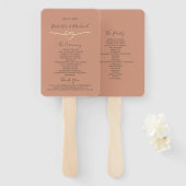 Simple Terracotta Wedding Program Hand Fan Handwaaier (Voorkant en achterkant)