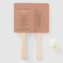 Simple Terracotta Wedding Program Hand Fan