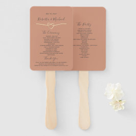 Simple Terracotta Wedding Program Hand Fan Handwaaier
